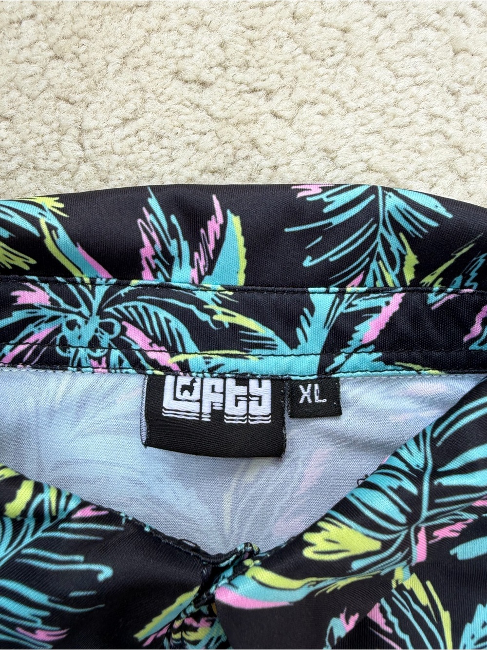 Lofty Llama Men’s Size XL Extra Large The Palmer Neon Palm Tree Golf Polo - Picture 3 of 8